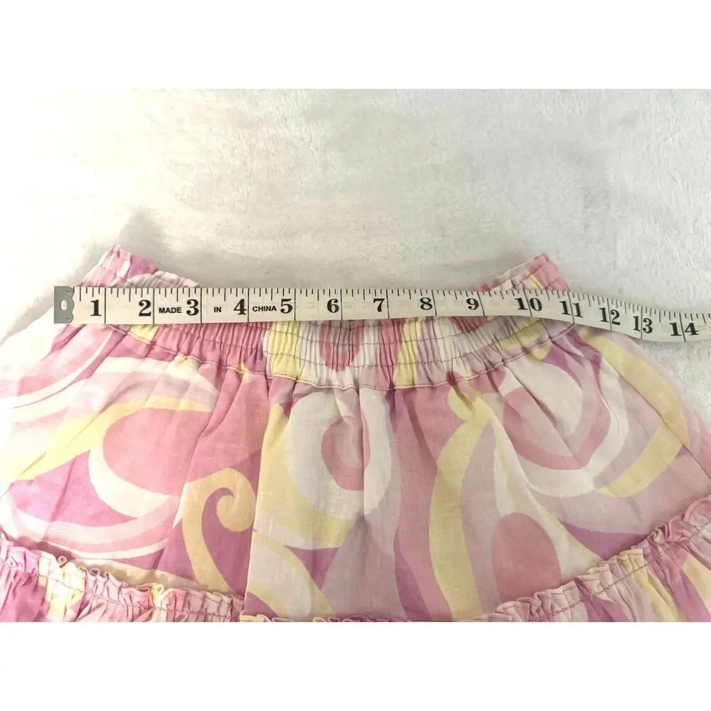 NWT Hill House The‎ Paz Tiered Ruffle Skirt in Candy Kaleidoscope Size S